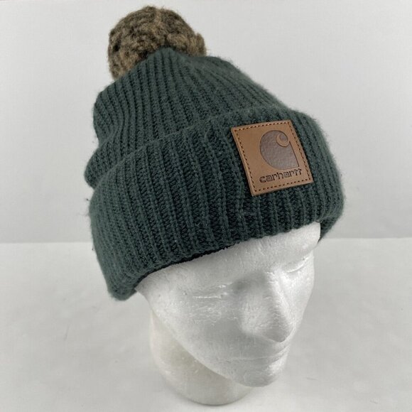 Carhartt Green Knit Beanie with Pom - Picture 1 of 6